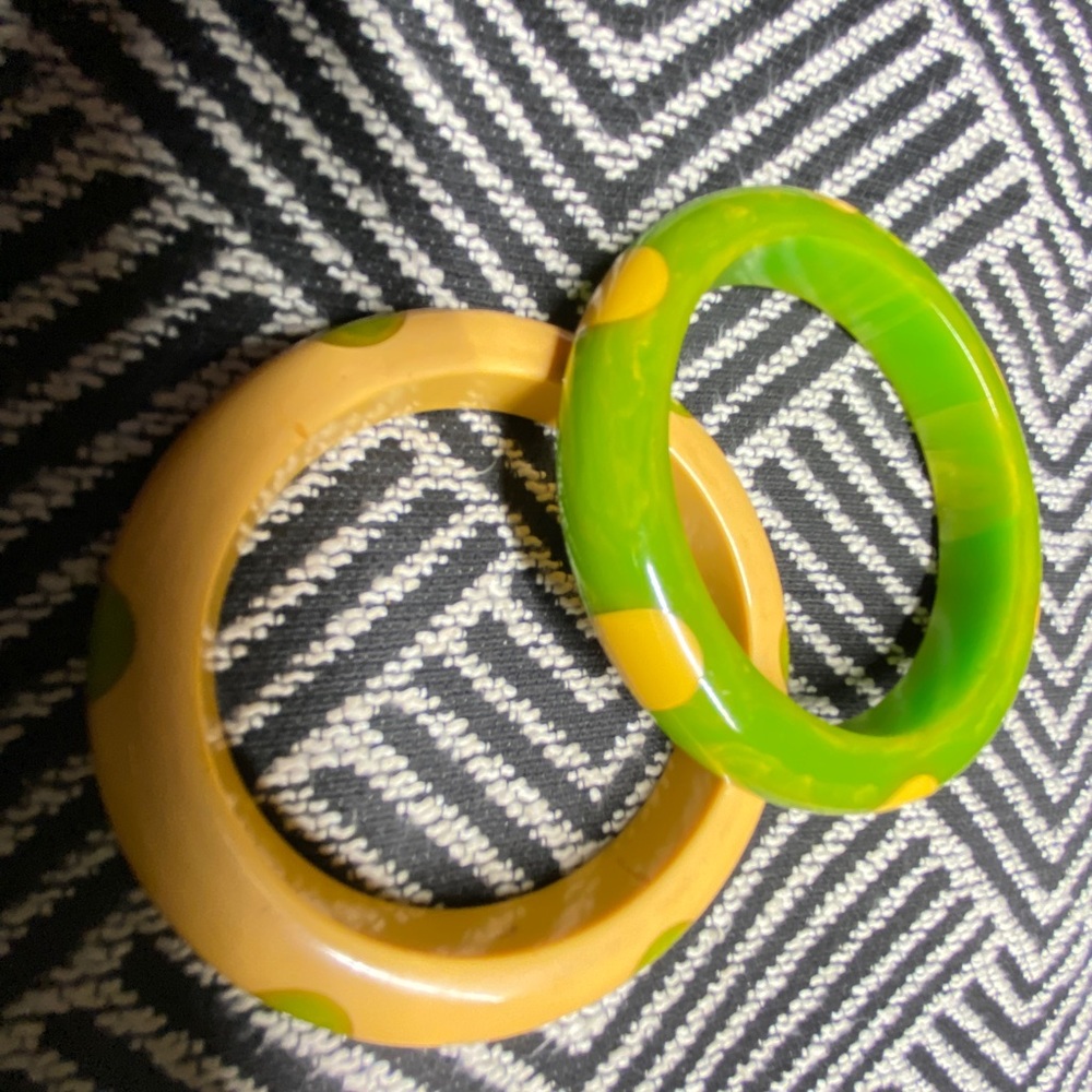 Pair Bakelite Polka Dot Bangle Bracelets
